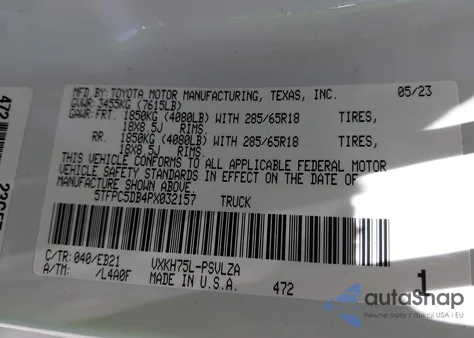 2023 Toyota Tundra Hybrid Trd Pro z USA, uszkodzony, nr VIN 5TFPC5DB4PX032157